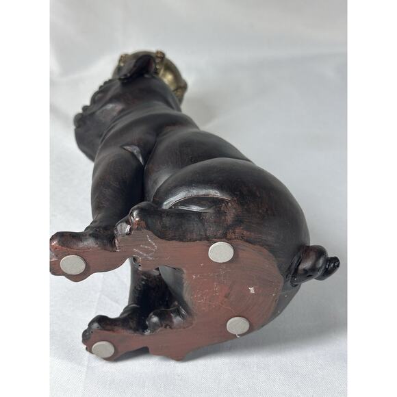 The King of Pet Statue Pug Dog with Golden Crown Bronze Looking 11.5” Bull Dog - Picture 6 of 6
